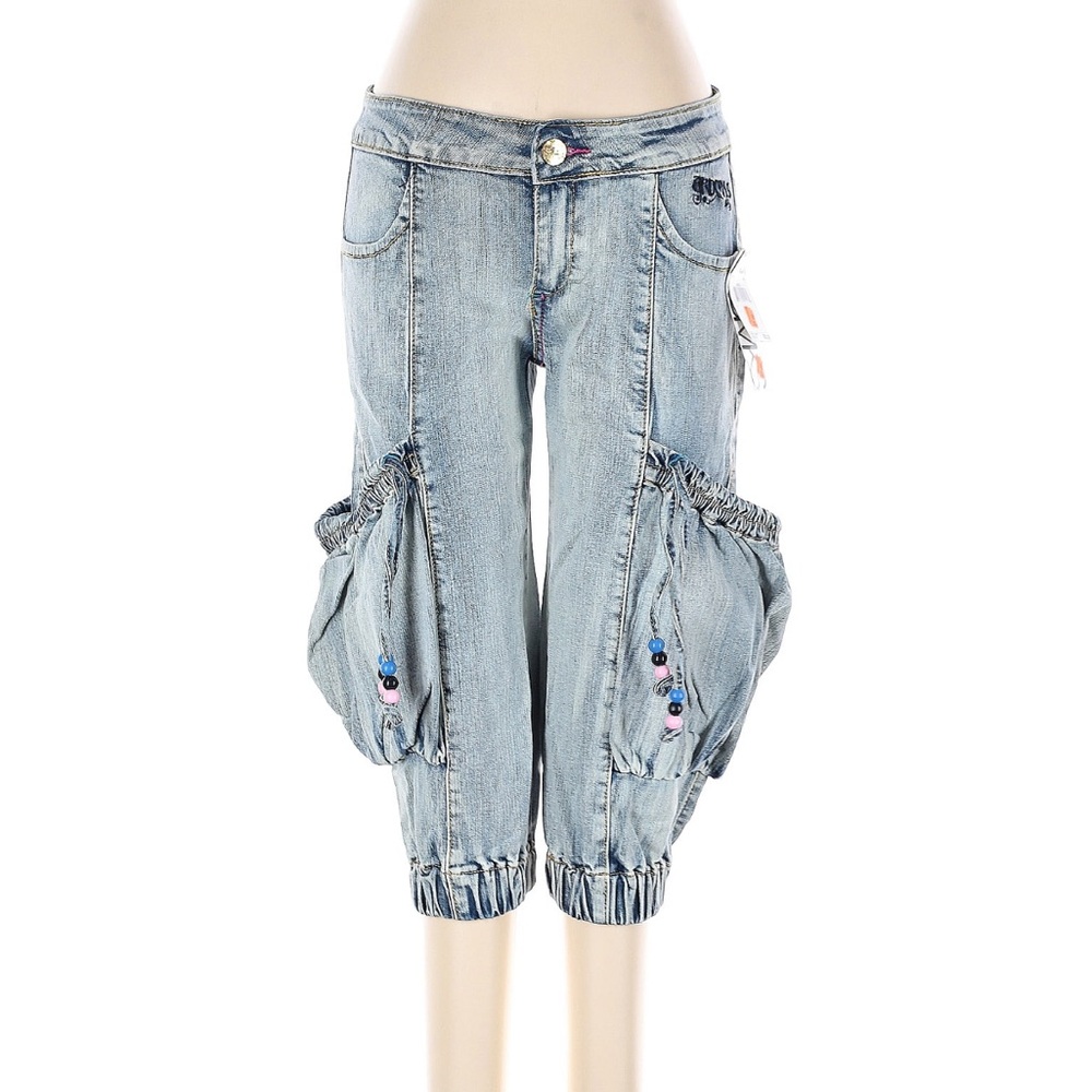 NWT Vintage y2k akademiks Denim Capri Pants with oversized cargo pockets